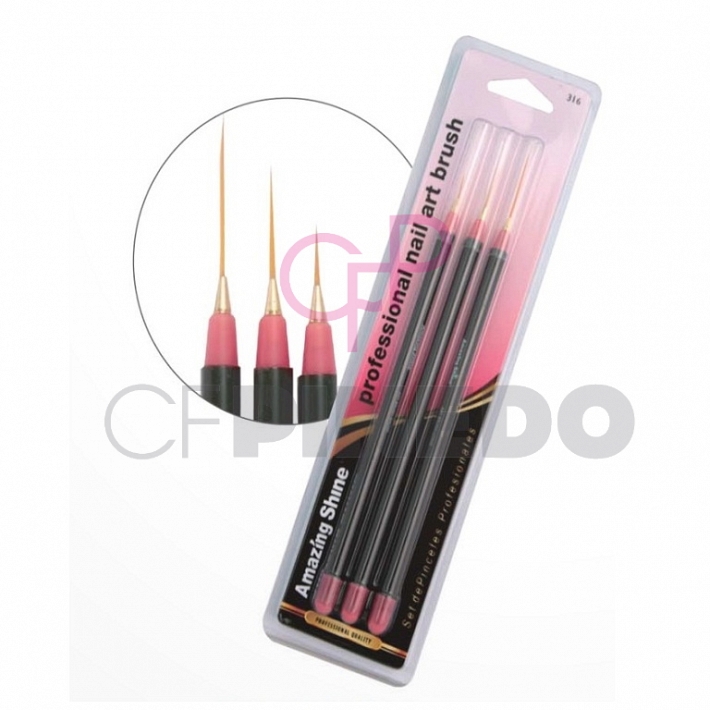 NAIL ART BRUSH 3 UNID. REF : 316 AMAZING SHINE